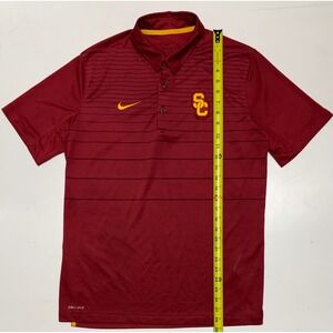 Nike USC Trojans Dri-FIT Polo Shirt Mens Medium Cardinal Red Striped NCAA Fan